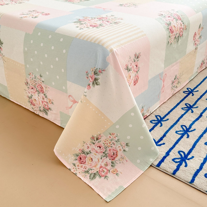 91家纺网 家纺一手货源 找家纺 绵庭家纺 2025新款全棉印花单床单系列 花意飘香-绿