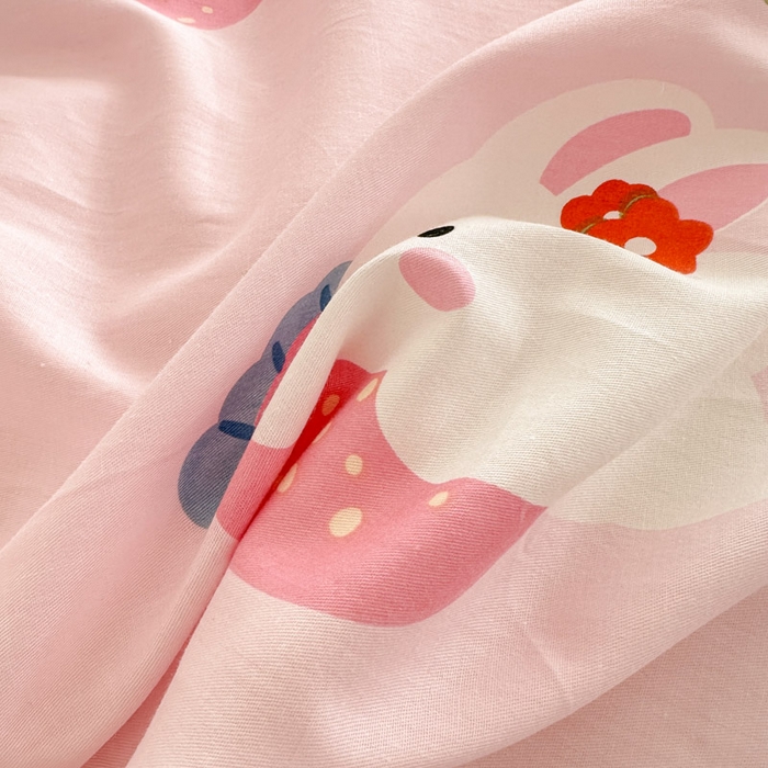 91家纺网 家纺一手货源 找家纺 绵庭家纺 2025新款全棉印花单被套系列 奇趣欢乐园-粉