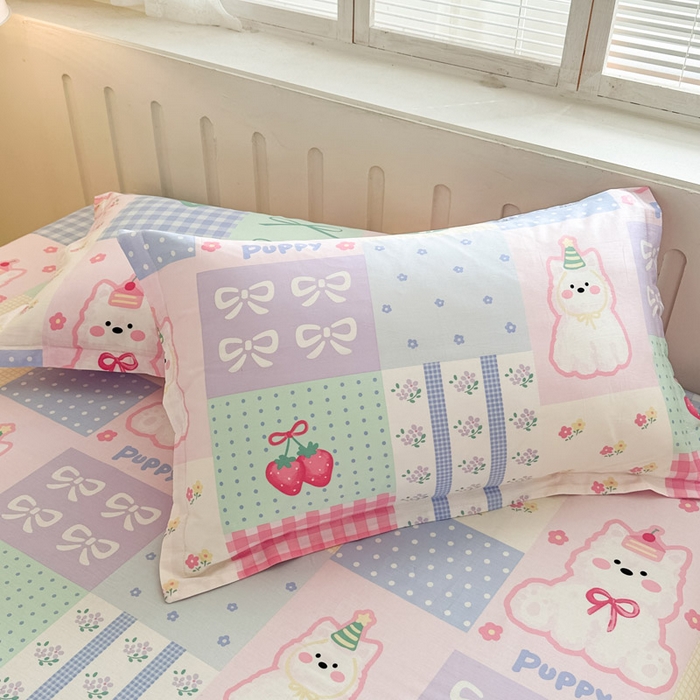 91家纺网 家纺一手货源 找家纺 绵庭家纺 2025新款全棉印花单枕套系列 甜宠派队