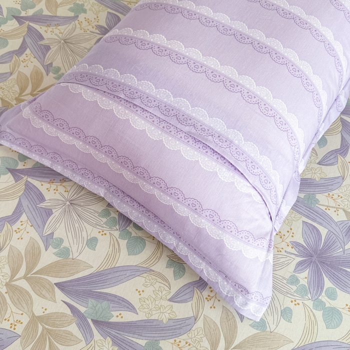 91家纺网 家纺一手货源 找家纺 绵庭家纺 2025新款全棉印花单枕套系列 紫叶倾城