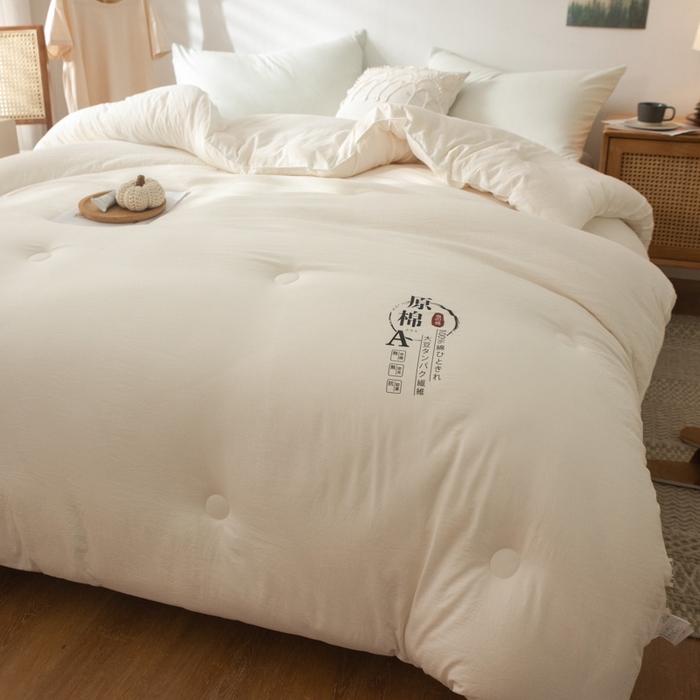 91家纺网 家纺一手货源 找家纺 梦莎被业 2025新款A类亲肤棉原棉大豆被被子被芯 米白
