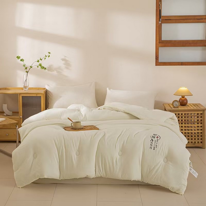 91家纺网 家纺一手货源 找家纺 梦莎被业 2025新款A类亲肤棉原棉大豆被被子被芯 米白