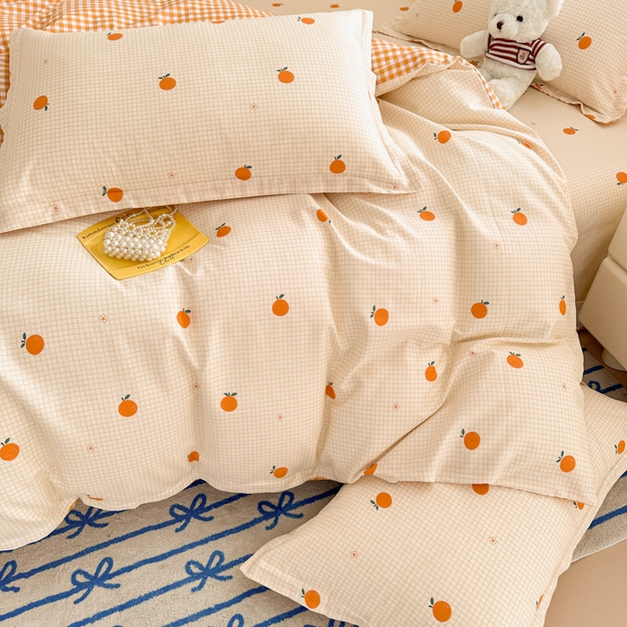 91家纺网 家纺一手货源 找家纺 绵庭家纺 2025新款全棉印花四件套系列 甜桔