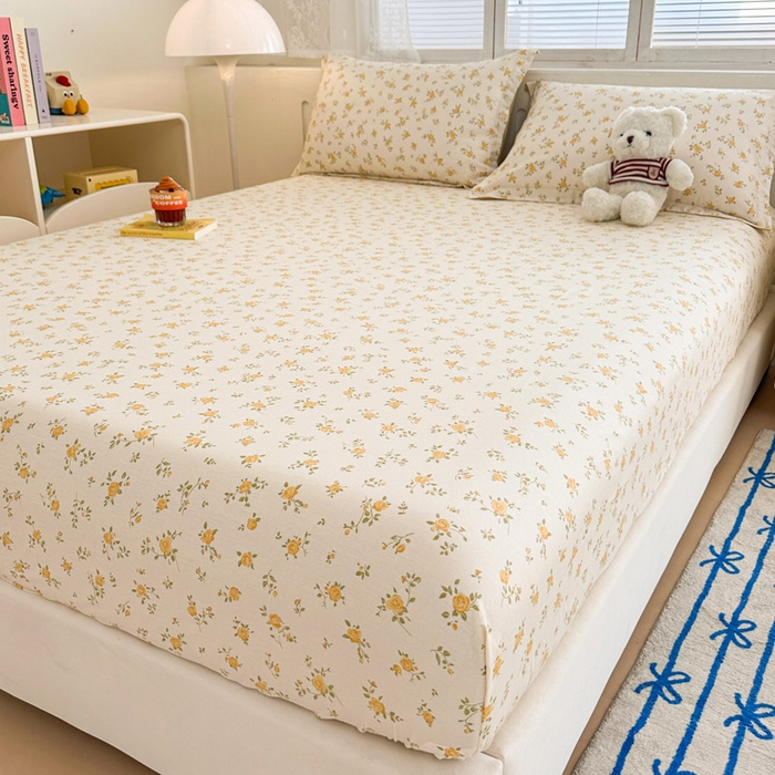 91家纺网 家纺一手货源 找家纺 绵庭家纺 2025新款全棉印花单床笠系列 故事小黄花