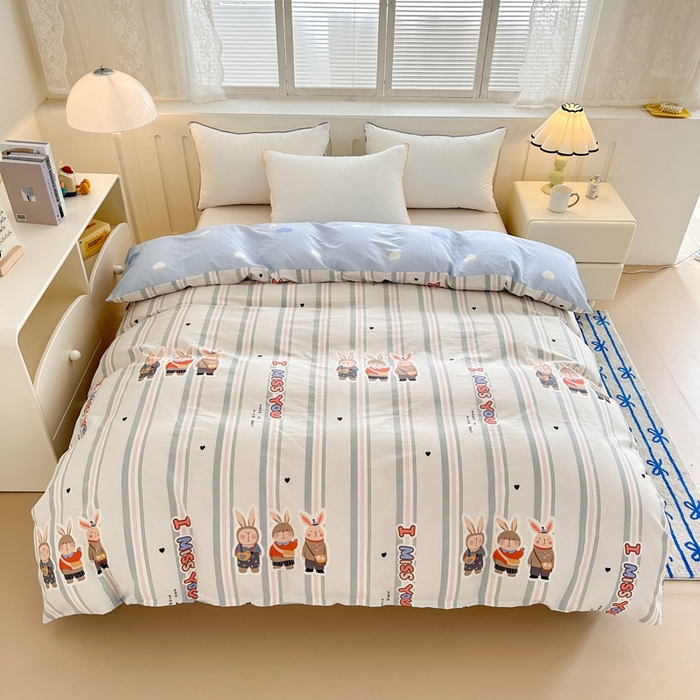 91家纺网 家纺一手货源 找家纺 绵庭家纺 2025新款全棉印花单被套系列 森岛精灵