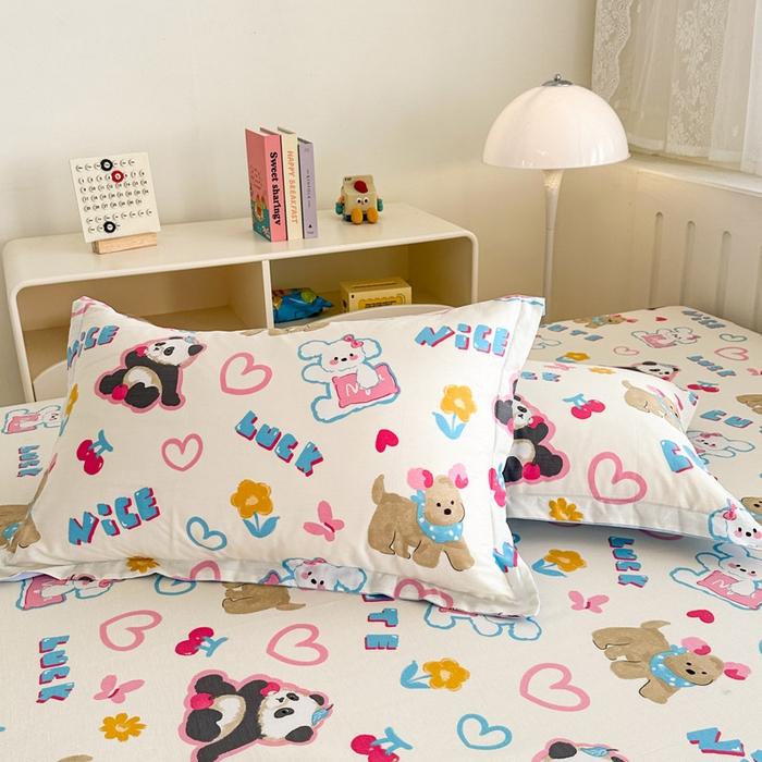 91家纺网 家纺一手货源 找家纺 绵庭家纺 2025新款全棉印花单枕套系列 童趣涂鸦