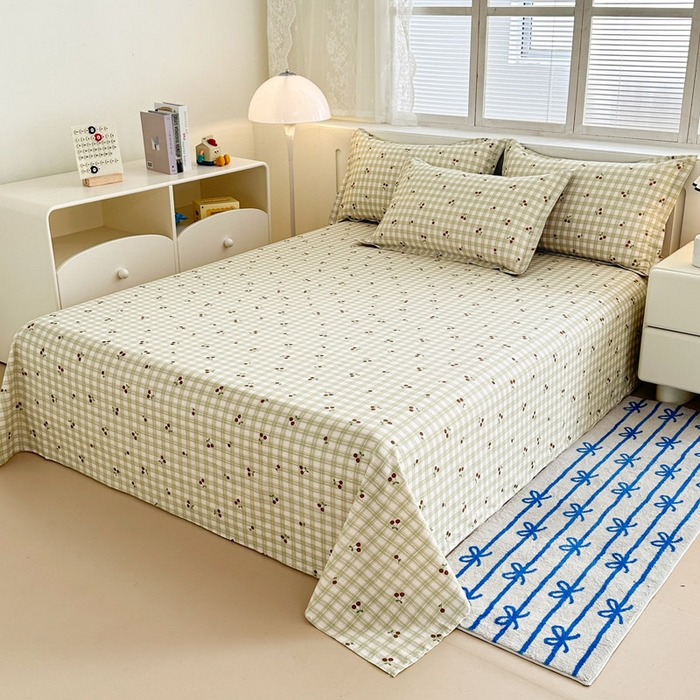 91家纺网 家纺一手货源 找家纺 绵庭家纺 2025新款全棉印花单床单系列 酸甜樱桃