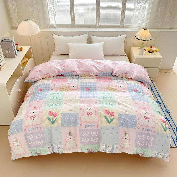 91家纺网 家纺一手货源 找家纺 绵庭家纺 2025新款全棉印花单被套系列 甜宠派队