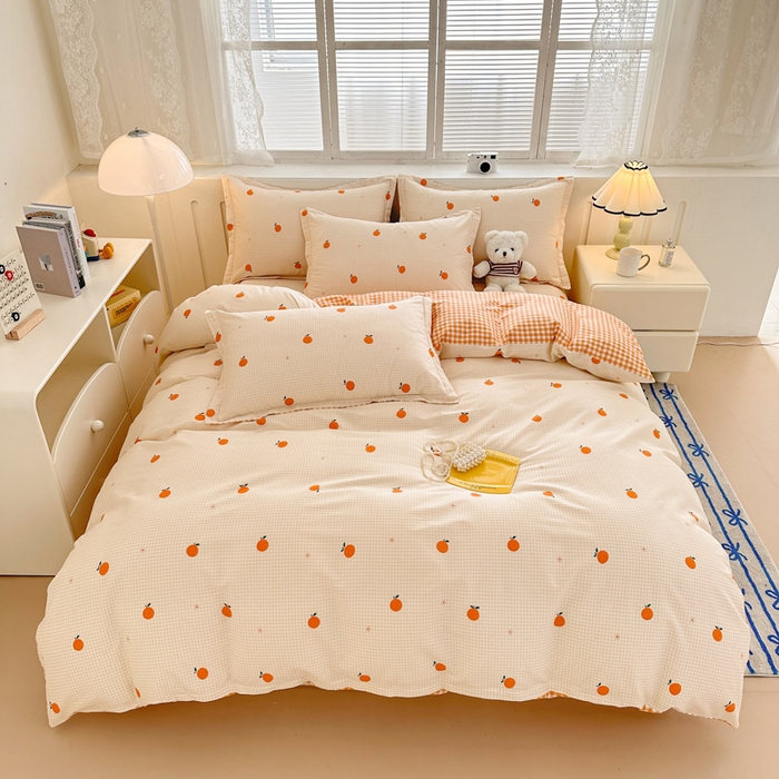 91家纺网 家纺一手货源 找家纺 绵庭家纺 2025新款全棉印花四件套系列 甜桔