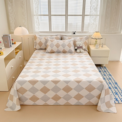 91家纺网 家纺一手货源 找家纺 绵庭家纺 2025新款全棉印花单床单系列 瑞吉斯-黄