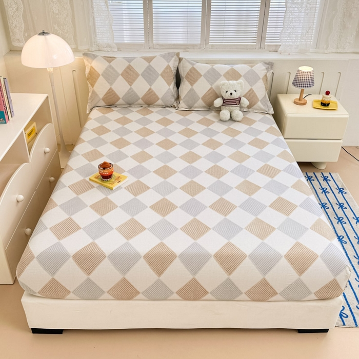 91家纺网 家纺一手货源 找家纺 绵庭家纺 2025新款全棉印花单床笠系列 瑞吉斯-黄