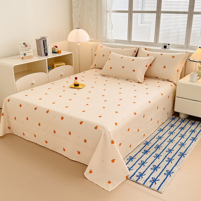 91家纺网 家纺一手货源 找家纺 绵庭家纺 2025新款全棉印花单床单系列 甜桔