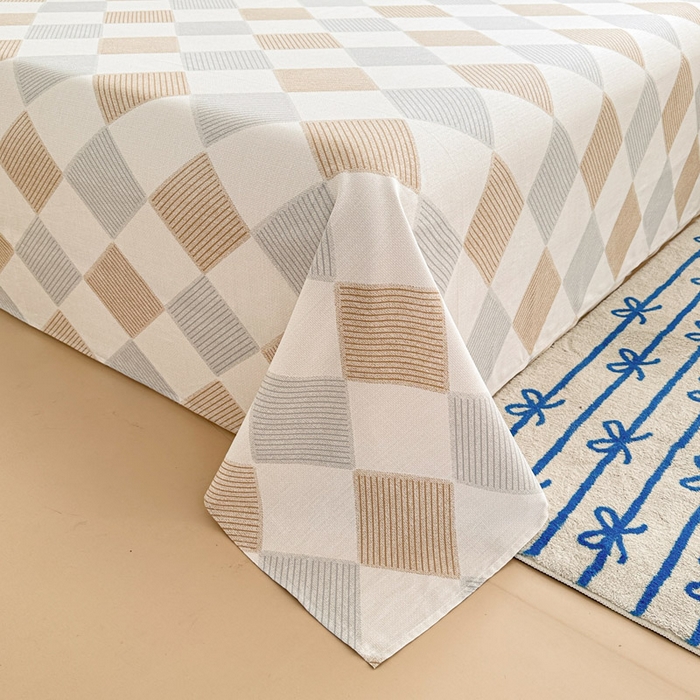 91家纺网 家纺一手货源 找家纺 绵庭家纺 2025新款全棉印花单床单系列 瑞吉斯-黄