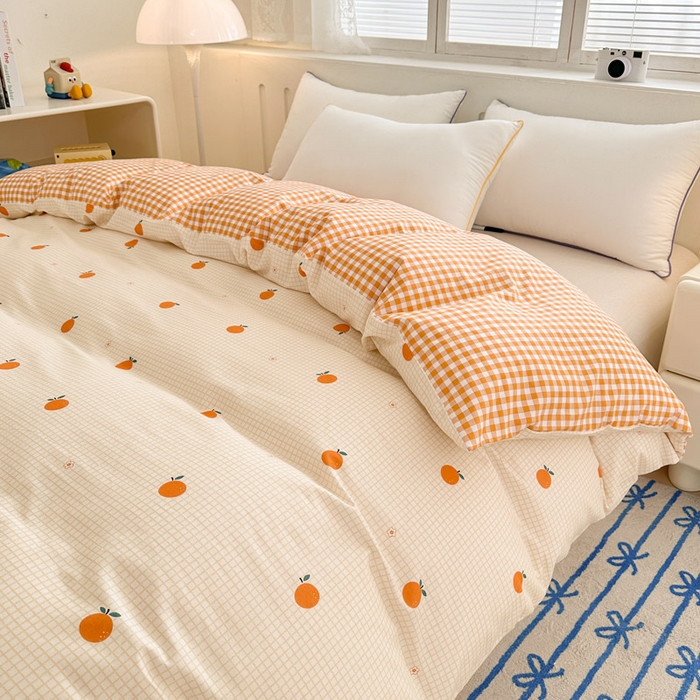 91家纺网 家纺一手货源 找家纺 绵庭家纺 2025新款全棉印花单被套系列 甜桔