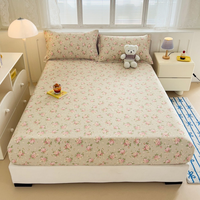 91家纺网 家纺一手货源 找家纺 绵庭家纺 2025新款全棉印花单床笠系列 杜若