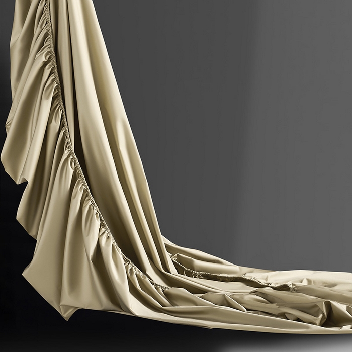 91家纺网 家纺一手货源 找家纺 轩和家居 2024新款A类70支长绒棉床笠 浮光金