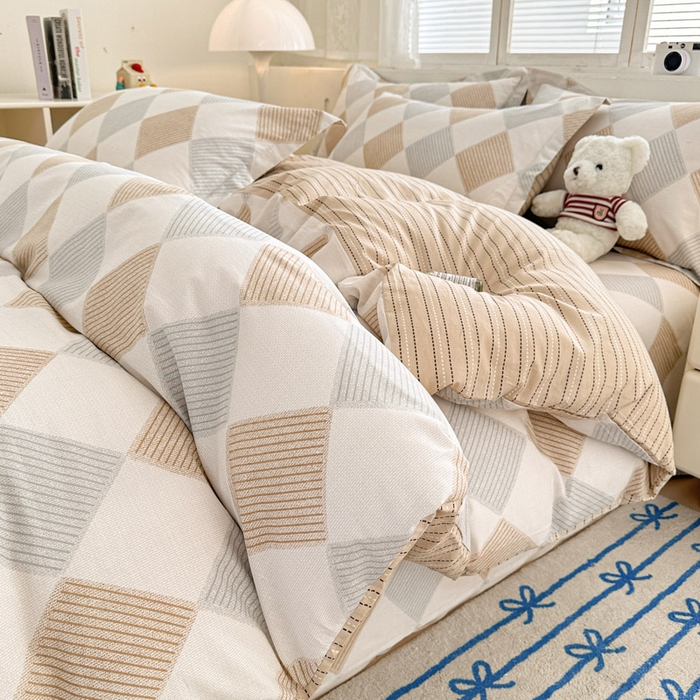 91家纺网 家纺一手货源 找家纺 绵庭家纺 2025新款全棉印花四件套系列 瑞吉斯-黄