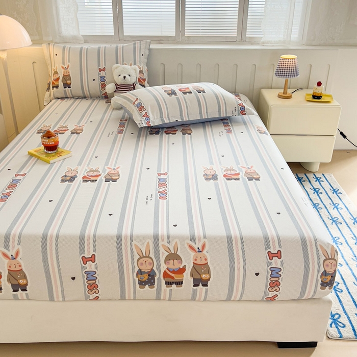 91家纺网 家纺一手货源 找家纺 绵庭家纺 2025新款全棉印花单床笠系列 森岛精灵