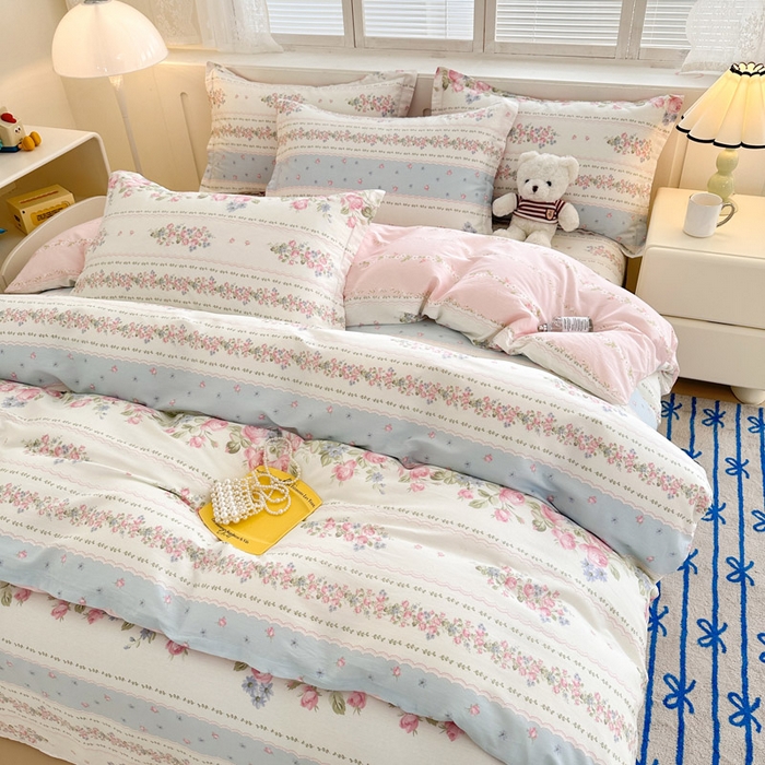 91家纺网 家纺一手货源 找家纺 绵庭家纺 2025新款全棉印花四件套系列 云听若舞