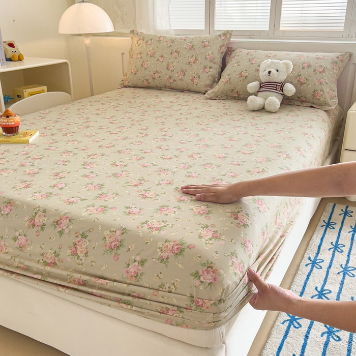 91家纺网 家纺一手货源 找家纺 绵庭家纺 2025新款全棉印花单床笠系列 杜若