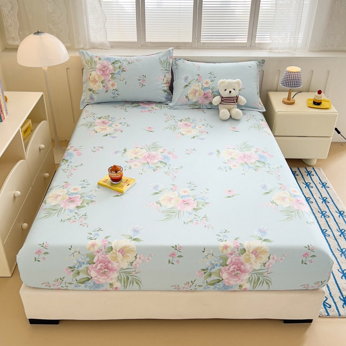 91家纺网 家纺一手货源 找家纺 绵庭家纺 2025新款全棉印花单床笠系列 清巧花梦