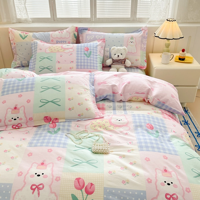 91家纺网 家纺一手货源 找家纺 绵庭家纺 2025新款全棉印花四件套系列 甜宠派队