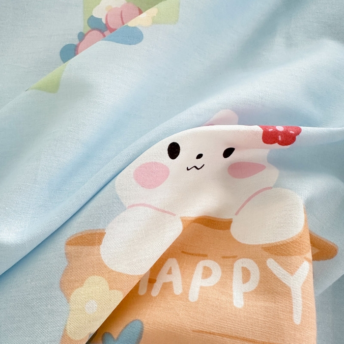 91家纺网 家纺一手货源 找家纺 绵庭家纺 2025新款全棉印花单床单系列 奇趣欢乐园-蓝