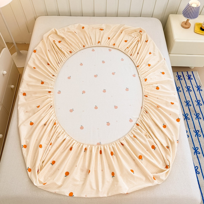 91家纺网 家纺一手货源 找家纺 绵庭家纺 2025新款全棉印花单床笠系列 甜桔