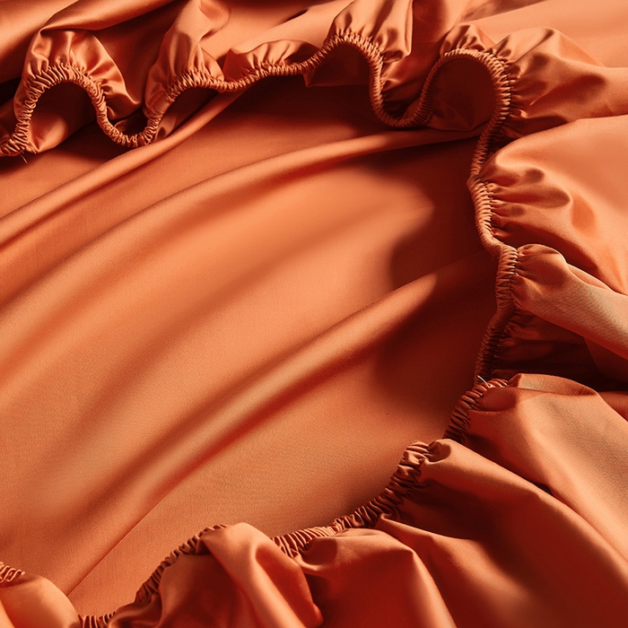 91家纺网 家纺一手货源 找家纺 轩和家居 2024新款A类70支长绒棉床笠 玛仕橙