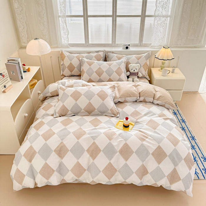 91家纺网 家纺一手货源 找家纺 绵庭家纺 2025新款全棉印花四件套系列 瑞吉斯-黄