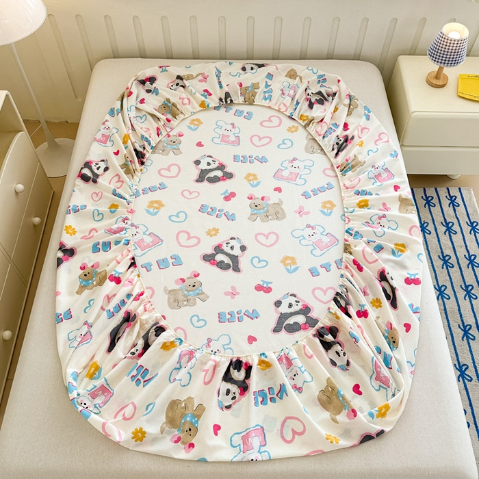 91家纺网 家纺一手货源 找家纺 绵庭家纺 2025新款全棉印花单床笠系列 童趣涂鸦