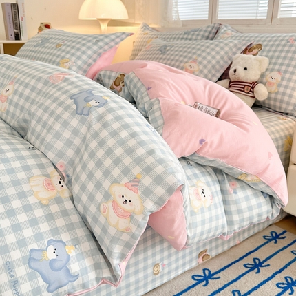 绵庭家纺 2025新款全棉印花四件套系列 星星发夹狗