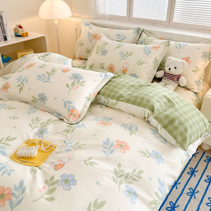 91家纺网 家纺一手货源 找家纺 绵庭家纺 2025新款全棉印花四件套系列 花语情怀