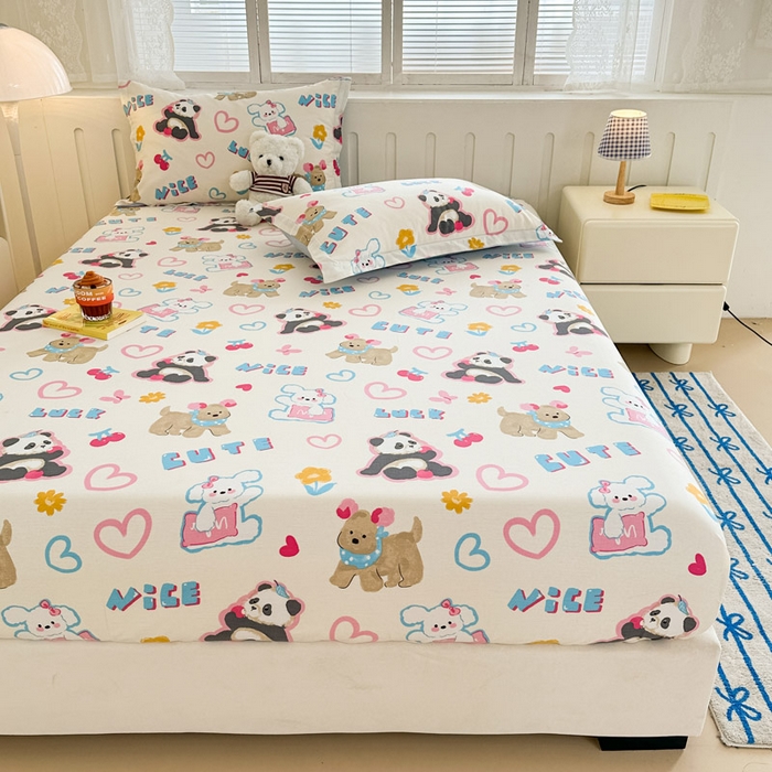 91家纺网 家纺一手货源 找家纺 绵庭家纺 2025新款全棉印花单床笠系列 童趣涂鸦