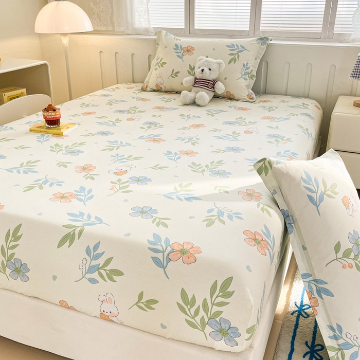 91家纺网 家纺一手货源 找家纺 绵庭家纺 2025新款全棉印花单床笠系列 花语情怀