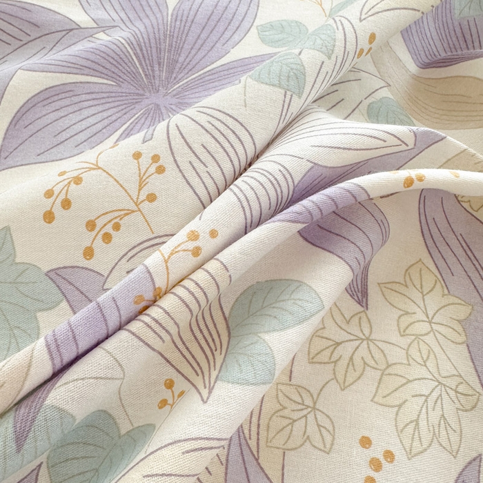 91家纺网 家纺一手货源 找家纺 绵庭家纺 2025新款全棉印花单被套系列 紫叶倾城