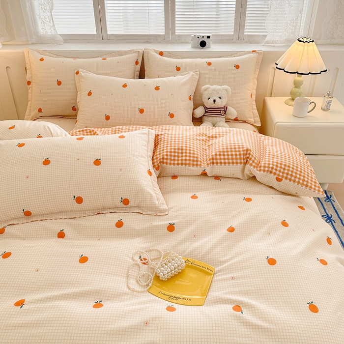 91家纺网 家纺一手货源 找家纺 绵庭家纺 2025新款全棉印花四件套系列 甜桔