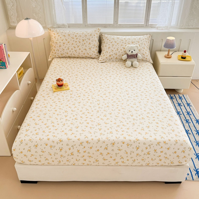 91家纺网 家纺一手货源 找家纺 绵庭家纺 2025新款全棉印花单床笠系列 故事小黄花