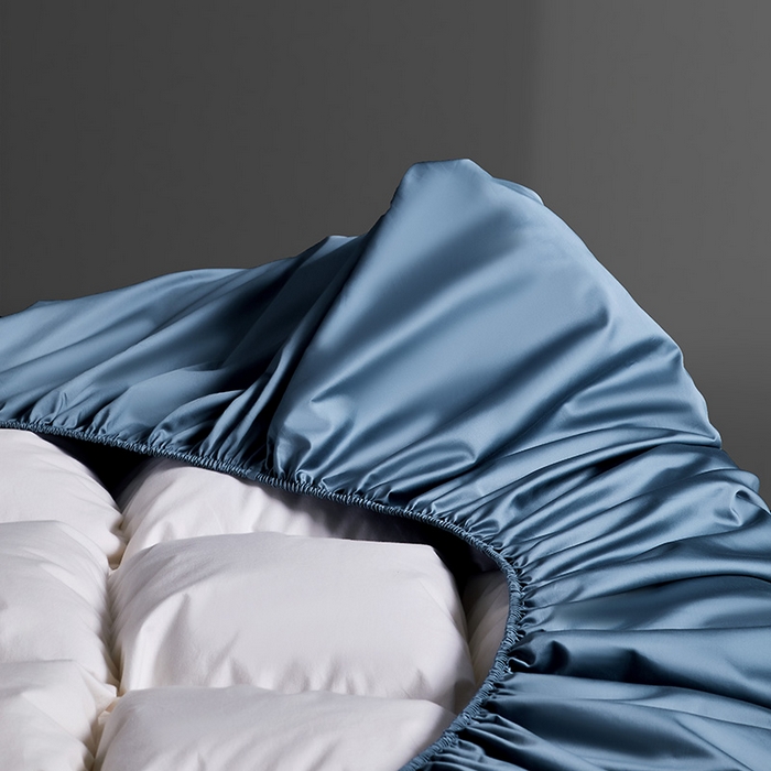 91家纺网 家纺一手货源 找家纺 轩和家居 2024新款A类70支长绒棉床笠 珐琅蓝