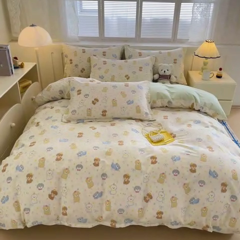 91家纺网 家纺一手货源 找家纺 绵庭家纺 2025新款全棉印花四件套系列 童趣绘彩