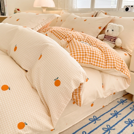 绵庭家纺 2025新款全棉印花四件套系列 甜桔
