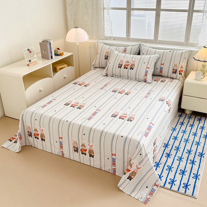 91家纺网 家纺一手货源 找家纺 绵庭家纺 2025新款全棉印花单床单系列 森岛精灵