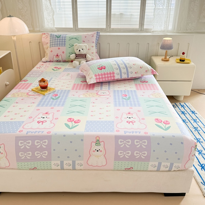 91家纺网 家纺一手货源 找家纺 绵庭家纺 2025新款全棉印花单床笠系列 甜宠派对