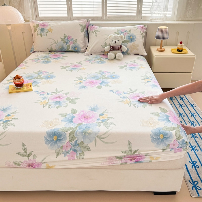 91家纺网 家纺一手货源 找家纺 绵庭家纺 2025新款全棉印花单床笠系列 明媚春晖