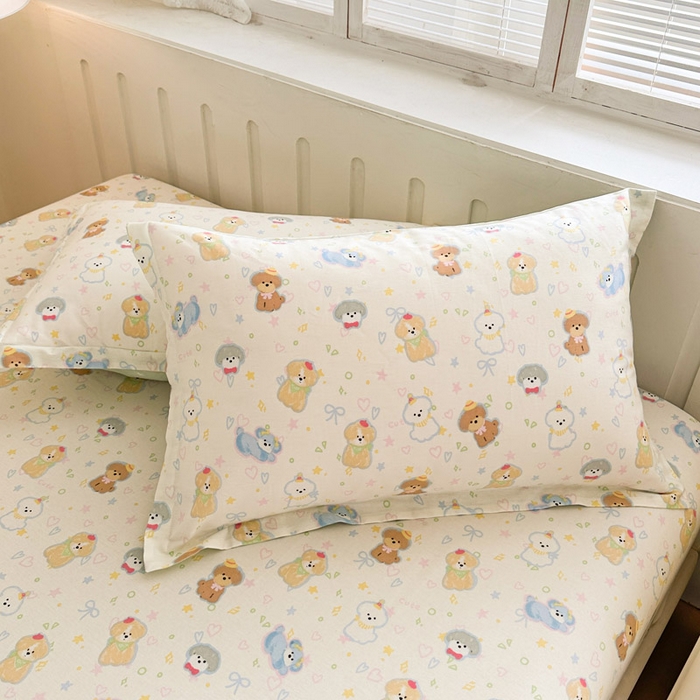 91家纺网 家纺一手货源 找家纺 绵庭家纺 2025新款全棉印花单枕套系列 童趣绘彩