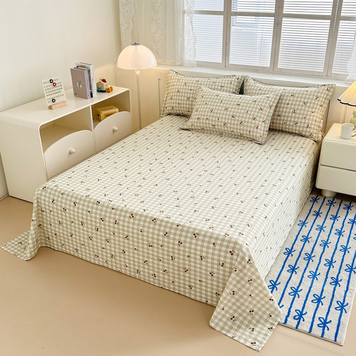 91家纺网 家纺一手货源 找家纺 绵庭家纺 2025新款全棉印花单床单系列 酸甜樱桃