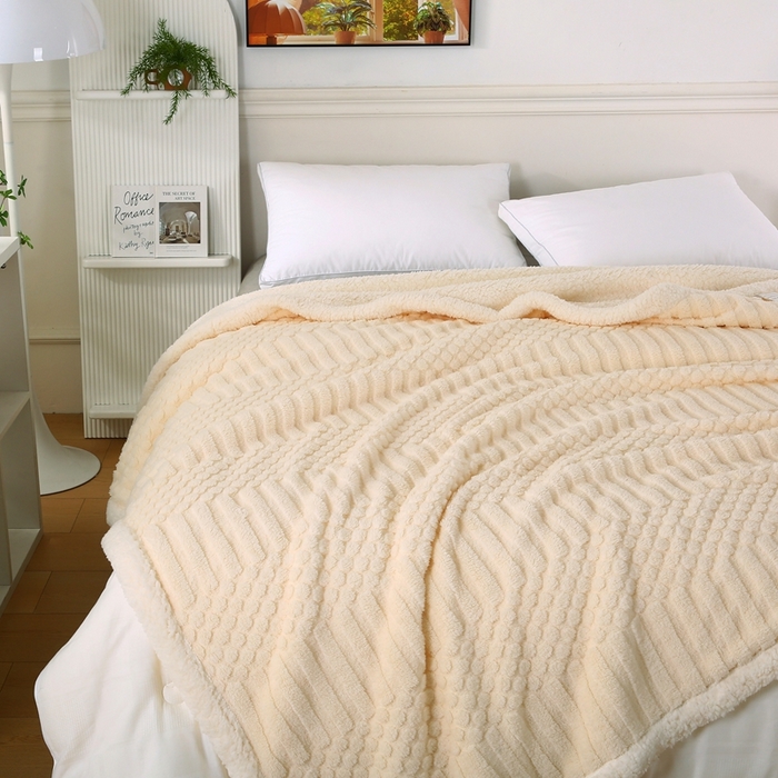 91家纺网 家纺一手货源 找家纺 （总）巴木赫 2024新款舒棉绒点点塔芙绒双层羊羔绒毯