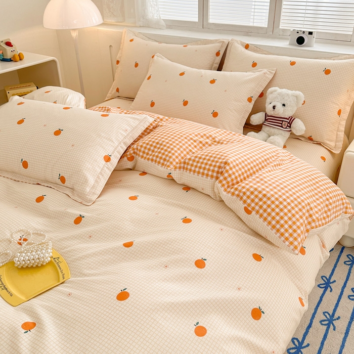 91家纺网 家纺一手货源 找家纺 绵庭家纺 2025新款全棉印花四件套系列 甜桔