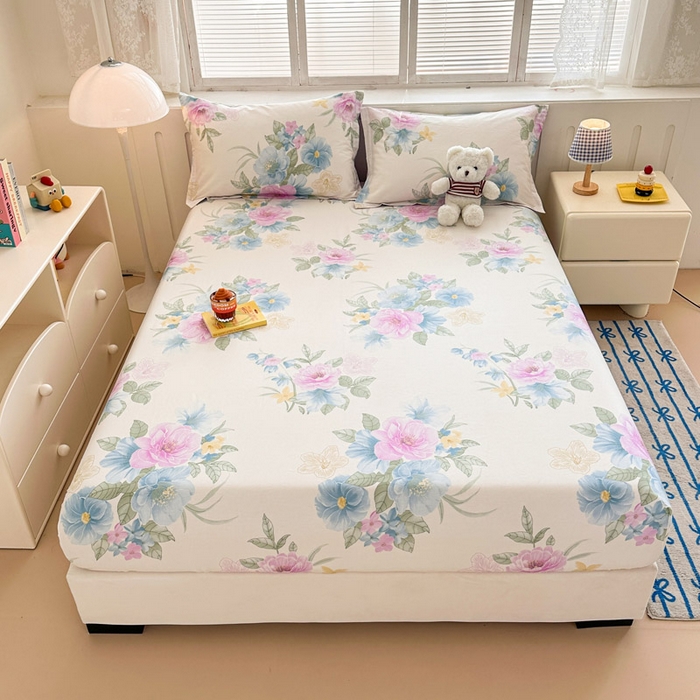 91家纺网 家纺一手货源 找家纺 绵庭家纺 2025新款全棉印花单床笠系列 明媚春晖