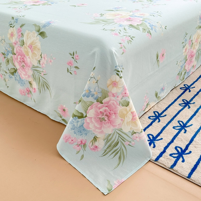 91家纺网 家纺一手货源 找家纺 绵庭家纺 2025新款全棉印花单床单系列 清巧花梦